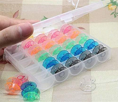 Maxxlite 25 Slots Bobbins Spools Box with 25pcs Sewing Machine Bobbins Multicolor Bobbin Case(Pack of 25)