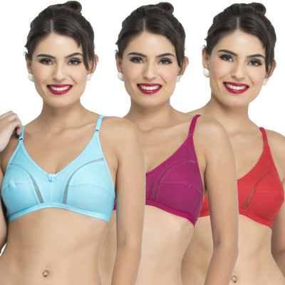 COLLEGE GIRL Women Full Coverage Non Padded Bra(Blue, Purple, Red)