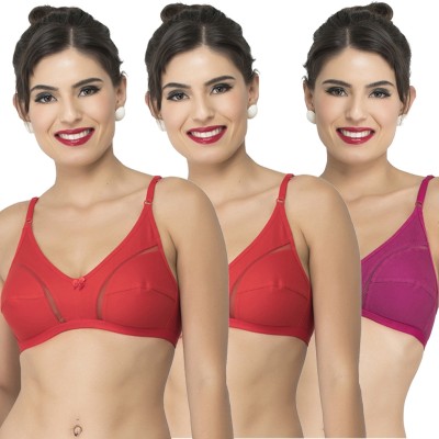 COLLEGE GIRL Women T-Shirt Non Padded Bra(Red, Purple)