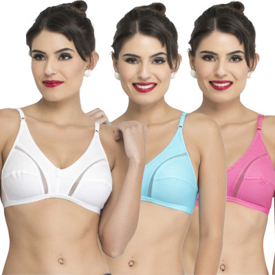 COLLEGE GIRL Women Full Coverage Non Padded Bra(White, Blue, Pink)