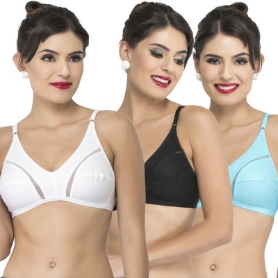 COLLEGE GIRL Women T-Shirt Non Padded Bra(White, Black, Blue)