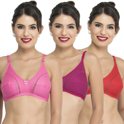 COLLEGE GIRL Women Full Coverage Non Padded Bra(Pink, Purple, Red)