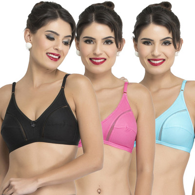 COLLEGE GIRL Women T-Shirt Non Padded Bra(Black, Pink, Blue)