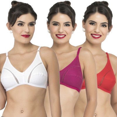 COLLEGE GIRL Women T-Shirt Non Padded Bra(White, Purple, Red)