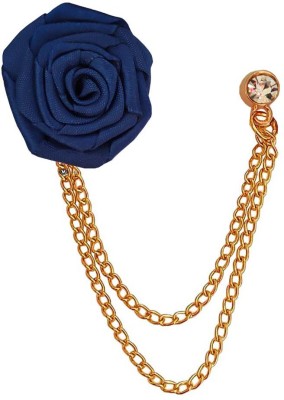 M Men Style Rose Flower Chain Lapel Pin Badge Coat Suit Wedding Gift Shirt Collar Brooch Brooch(Blue, Gold)