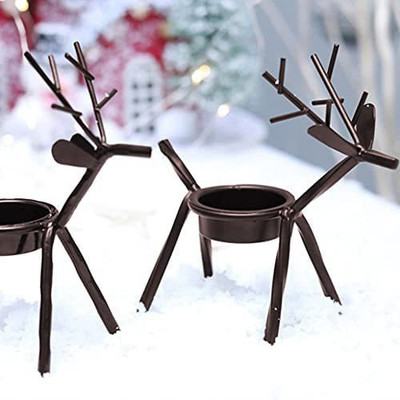QUACE Iron Candle Holder Set(Black, Pack of 2)