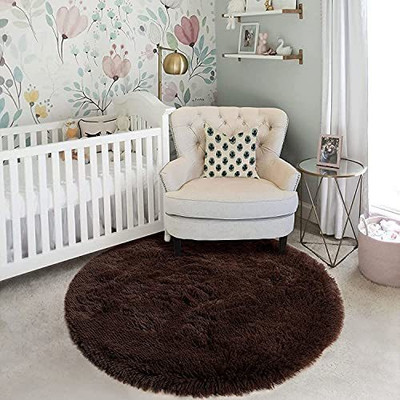 RM Handloom Brown Polyester Carpet(2 ft,  X 2 ft, Oval)