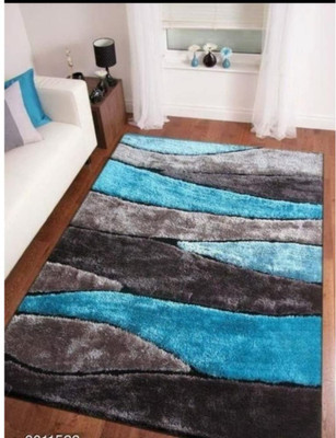 RM Handloom Blue, Grey Polyester Carpet(2 ft,  X 5 ft, Rectangle)