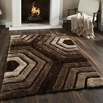 RM Handloom Brown Polyester Carpet(2 ft,  X 4 ft, Rectangle)