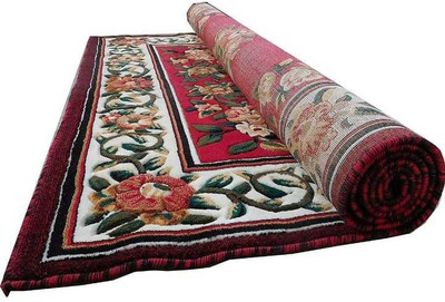 Samjeeda Handloom carpets Red Silk Carpet(6 ft,  X 8 ft, Rectangle)