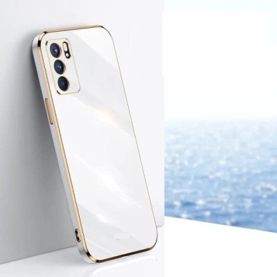 Apurb store Back Cover for Oppo Reno 6 Pro 5G Luxury Square Plating Phone Case Solid Color Soft Silicone(White, Shock Proof, Silicon, Pack of: 1)