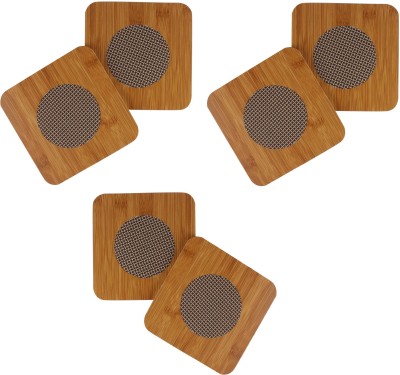 Bless Kraft Square Reversible Wood Coaster(Pack of 6)