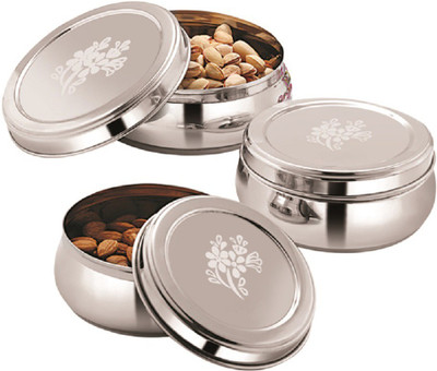 NEELAM Steel Grocery Container  - 1675 ml(Pack of 3, Silver)