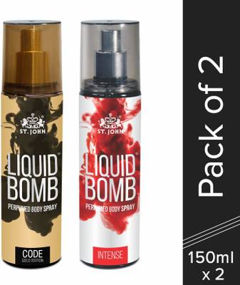 ST-JOHN LIQUID BOBM INTENSE 150ML & LIQUID BOMB CODE 150ML PERFUME BODY SPRAY(PACK OF 2) Perfume Body Spray  -  For Men & Women