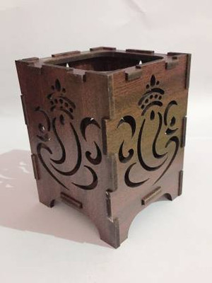 zsquarehp 1 Compartments Wood Pen Stand(Brown)