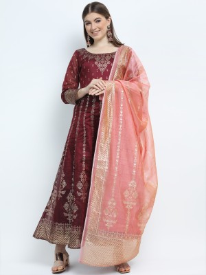 Vishudh Women Ethnic Dress Maroon Dress