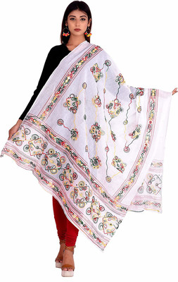 GoodluckSB Cotton Blend Embroidered Women Dupatta