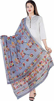GoodluckSB Cotton Blend Embroidered Women Dupatta