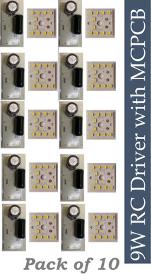 SG Flash (Pack of 10) 9w MCPCB Led WITH RC DRIVER Raw Material For Led Bulb Light Electronic Components Electronic Hobby Kit