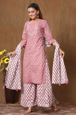 MIRAVAN Women Kurta Palazzo Dupatta Set