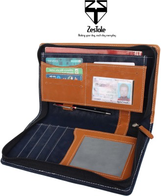 ZesTale Professional leatherette Cheque book holder and passbook cover(Set Of 1, Blue,Brown)