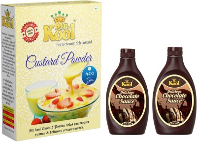 Mr.Kool Delicious Chocolate Syrup (200g X2pcs) and Instant Vanilla Custard Powder 400g Combo (800g) Combo(200g Chocolate Syrup, 200g-Chocolate syrup, 400g-Instant Vanilla Custard Powder)