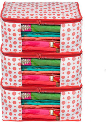 SAMSE SAREE COVER /CLOTH COVER Polka Dots Design Non Woven Fabric Saree Cover/Clothes Organiser Set OF SIX -06 SM115(RED AND WHITE)