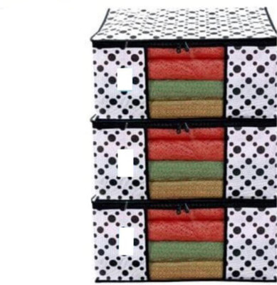 SAMSE SAREE COVER / CLOTH COVER Polka Dots Design Non Woven Fabric Saree Cover/Clothes Organiser Set OF 03 SM114(BLACK AND WHITE)