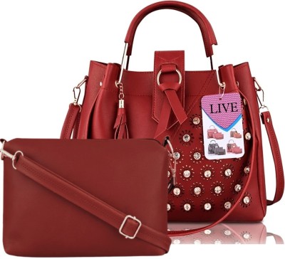 LIVE Women Maroon Messenger Bag(Pack of: 2)