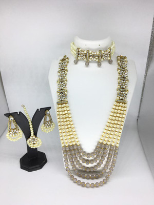 naitika arts Alloy Gold-plated Grey Jewellery Set(Pack of 1)