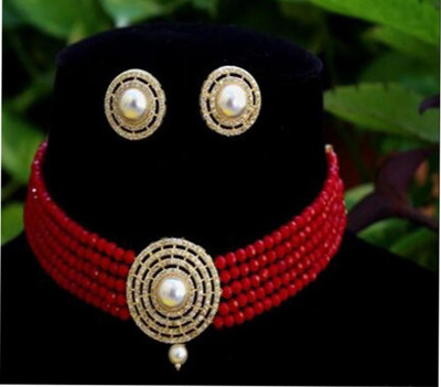 Ridhi Sidhi Collection Brass Gold-plated Green Jewellery Set(Pack of 1)