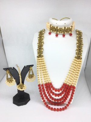 naitika arts Alloy Gold-plated Red Jewellery Set(Pack of 1)