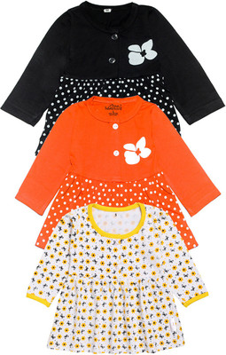 babeezworld Girls Midi/Knee Length Casual Dress(Multicolor, Full Sleeve)