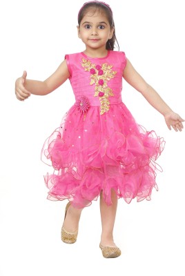 NEW COLLECTIONS Baby Girls Below Knee Casual Dress(Pink, Sleeveless)