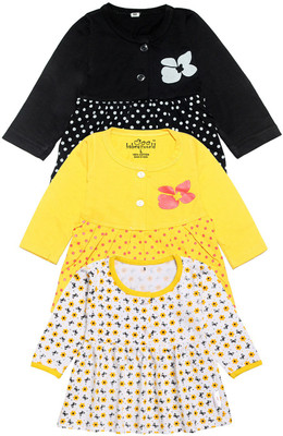 babeezworld Girls Midi/Knee Length Casual Dress(Multicolor, Full Sleeve)