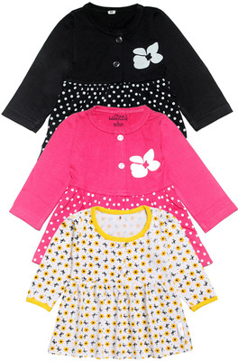 babeezworld Girls Midi/Knee Length Casual Dress(Multicolor, Full Sleeve)