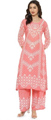 BIBA Women Printed Flared Kurta(Pink)