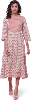 BIBA Women Printed A-line Kurta(White)