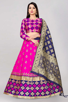 SHREE CREATION Self Design Semi Stitched Lehenga Choli(Pink)