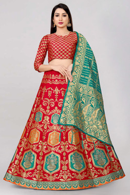 Fabcartz Self Design Semi Stitched Lehenga Choli(Red)