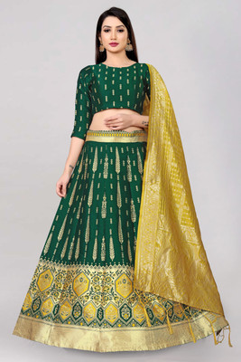 SHREE CREATION Printed Semi Stitched Lehenga Choli(Dark Green)