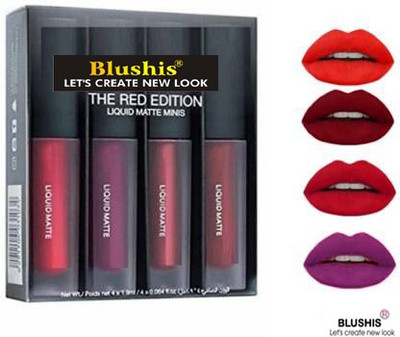 BLUSHIS Liquid Matte Lipsticks Combo of 4 trending(Red Edition, 16 ml)