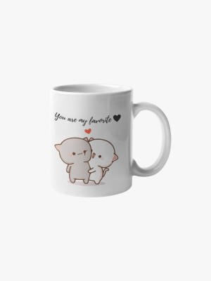 Couples Emotion Present Peach and Goma Love Couple Coffee Ceramic Coffee Mug(300 ml)