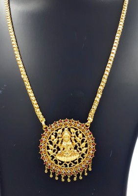 Anujeet Fashion Hub Gold Plated Covering Long Chain with AD Stone Lakshmi Dollar for Women/Girls Gold-plated Plated Copper Chain