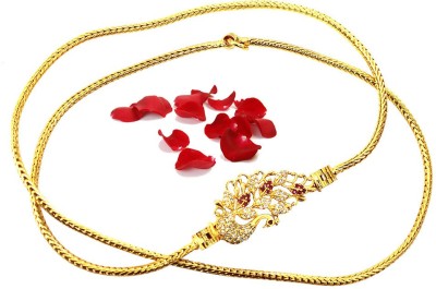 S L GOLD S L GOLD 1 Gram Micro Plated AD Stone Red & White Peacock Design A19 Gold-plated Plated Copper Chain