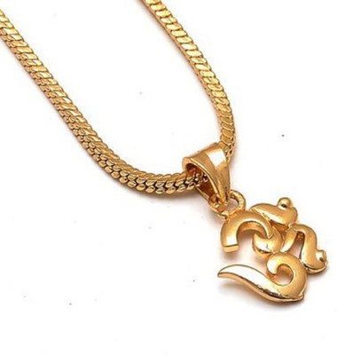 P. R. PRINTS Lord Shiv Om Locket with Simple Chain for Mens & Boys Women & Girls Gold-plated Plated Alloy Necklace Set