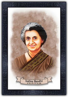 pnf Indira Gandhi painting art Wood Frames with Acrylic Sheet (Glass)p-167 Digital Reprint 14 inch x 10 inch Painting(With Frame)