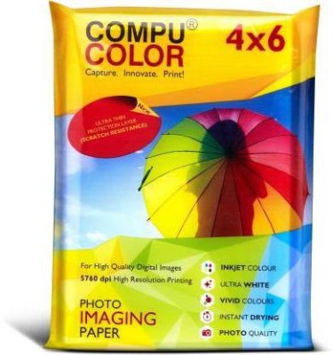 COMPU COLOR RESIN COATED TRUE Photo Glossy Photo Paper 270GSM (4x6 inches, 100 sheets) Unruled 4x6 Inch 270 gsm Photo Paper(Set of 1, White)