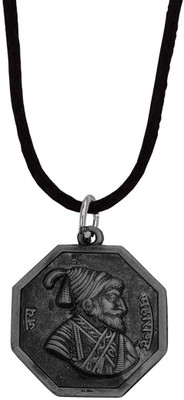 M Men Style Chhatrapati Shivaji Maharaj Rajmudra Locket With Cotton Dori Chain Rhodium Metal, Cotton Dori Pendant