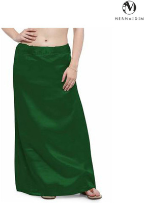 MERMAIDIM Dark Green Satin Petticoat Satin Blend Petticoat(Free)